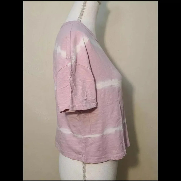 NWT SO Juniors' Cropped Boxy Tie Dye Tee Size Small Pink White - Picture 11 of 12